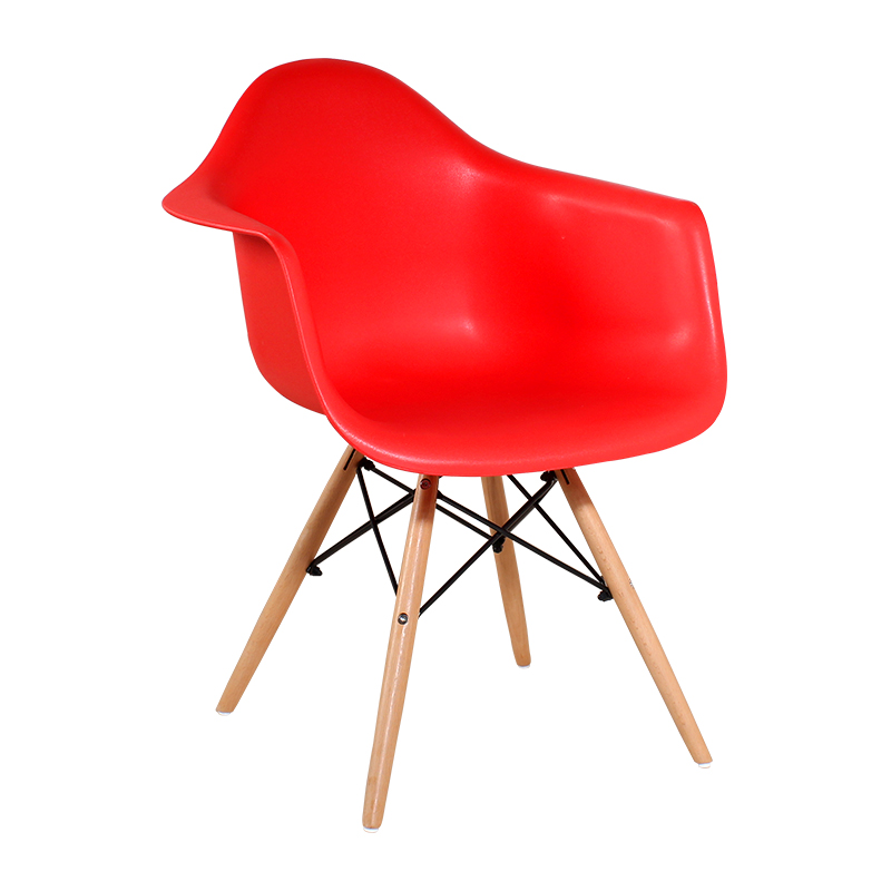 Red Portable Arm Chair with Wood Legs