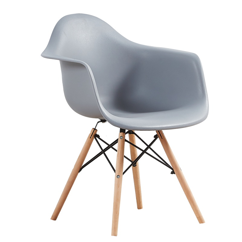 Grey Modern Portable Arm Chair with Wood Legs