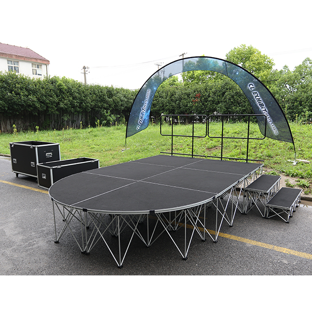Easy Setup Aluminum Carpeted Portable Pop Up Folding Spider Stage for Hotel